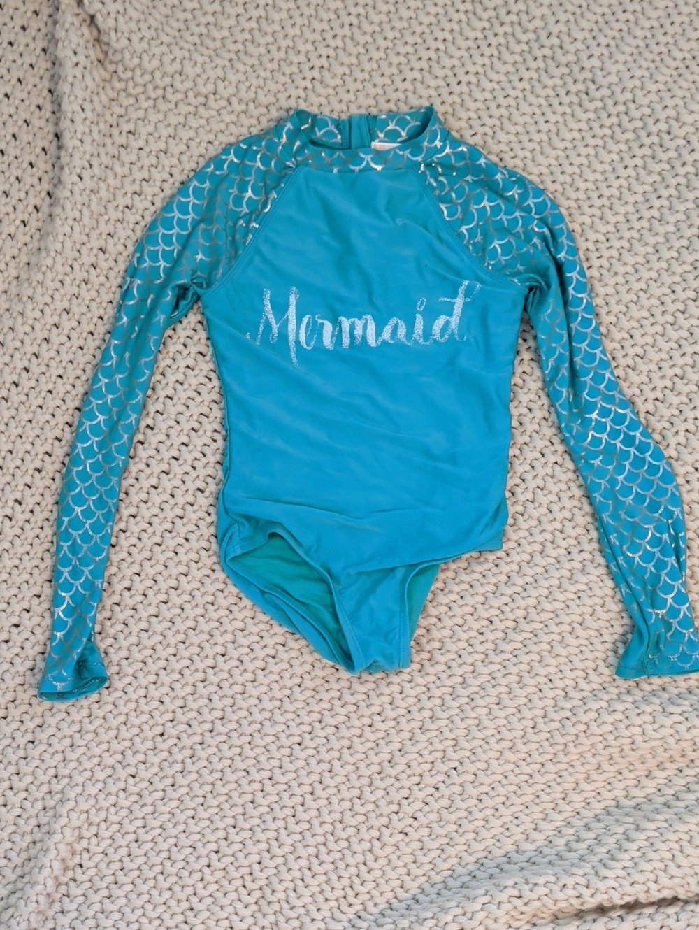 Cat & Jack Turquoise Mermaid Long-Sleeve One-Piece Swimsuit